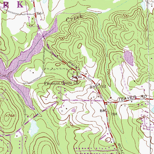 Topographic Map of Pleasant Grove Church, GA