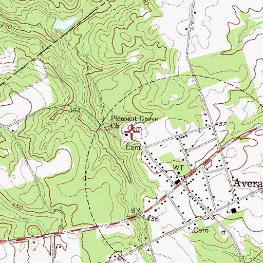 Topographic Map of Pleasant Grove Church, GA
