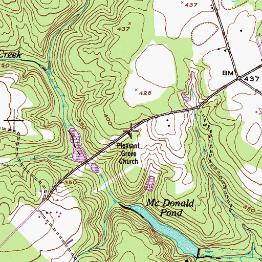 Topographic Map of Pleasant Grove Church, GA