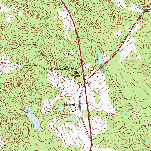 Topographic Map of Pleasant Grove Church, GA