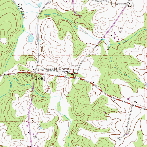 Topographic Map of Pleasant Grove Church, GA