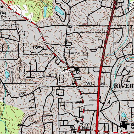 Topographic Map of Pleasant Grove Church, GA