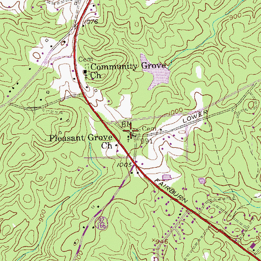 Topographic Map of Pleasant Grove Church, GA