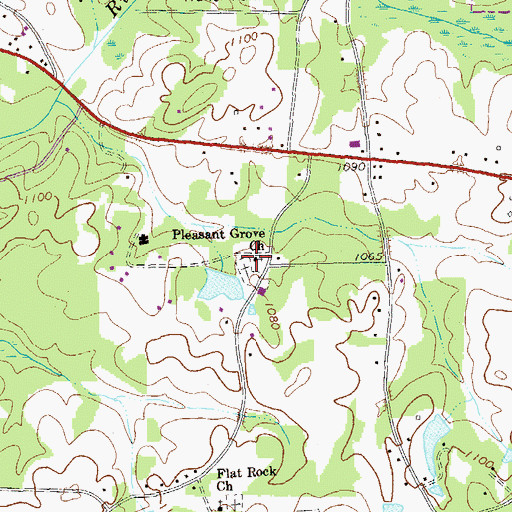Topographic Map of Pleasant Grove Church, GA
