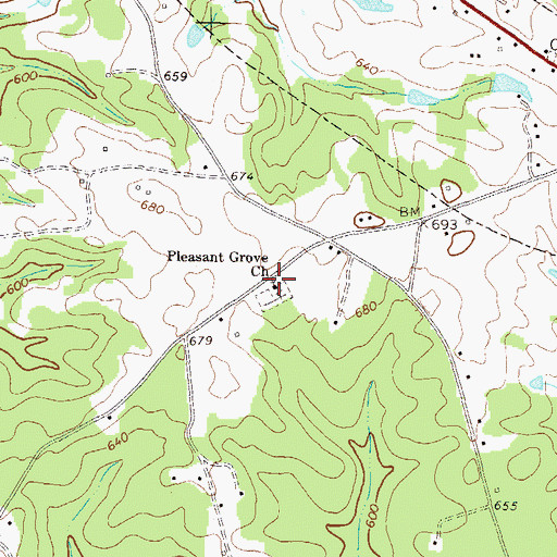 Topographic Map of Pleasant Grove Church, GA
