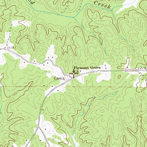 Topographic Map of Pleasant Grove Church, GA