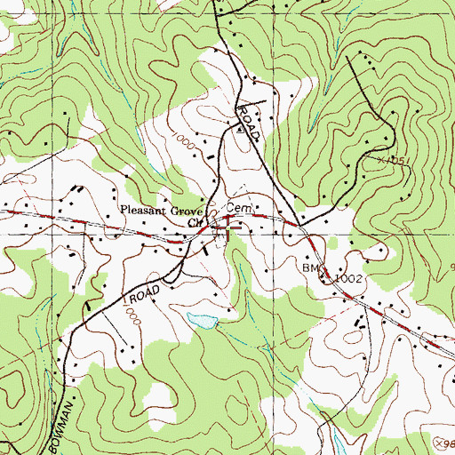 Topographic Map of Pleasant Grove Church, GA