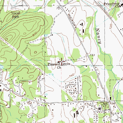 Topographic Map of Pleasant Grove Church, GA