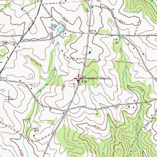 Topographic Map of Pleasant Grove Church, GA