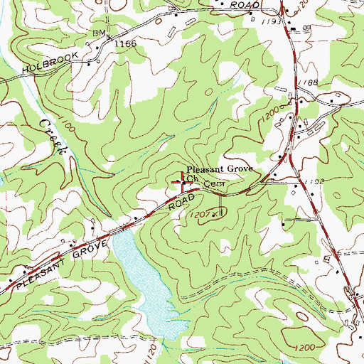 Topographic Map of Pleasant Grove Church, GA