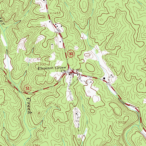 Topographic Map of Pleasant Grove Church, GA
