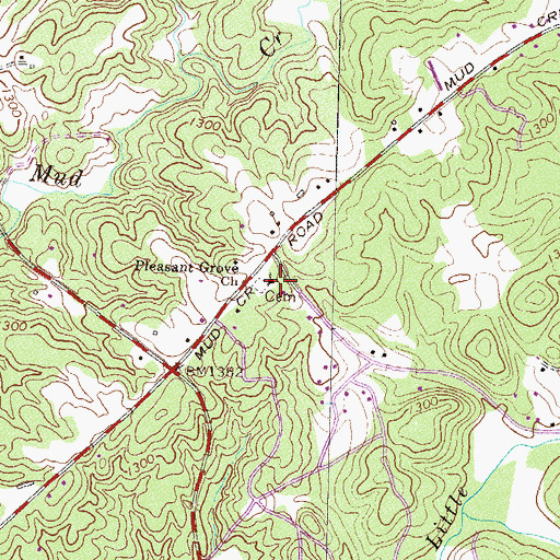Topographic Map of Pleasant Grove Church, GA