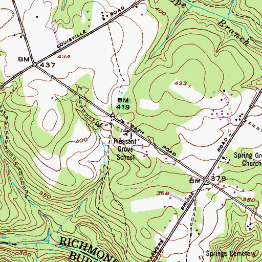 Topographic Map of Pleasant Grove School, GA