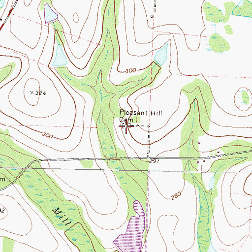Topographic Map of Pleasant Hill Cemetery, GA