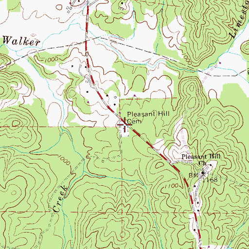 Topographic Map of Pleasant Hill Cemetery, GA