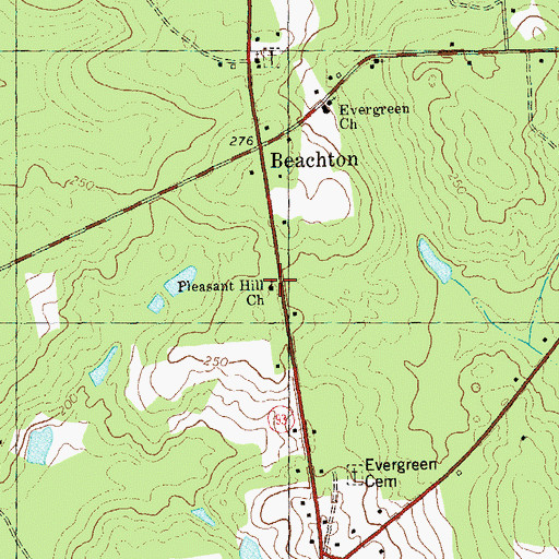 Topographic Map of Pleasant Hill Church, GA