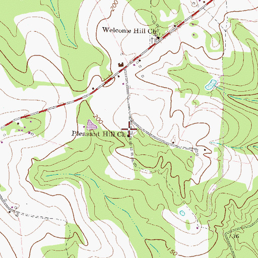 Topographic Map of Pleasant Hill Church, GA