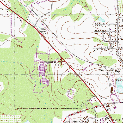 Topographic Map of Pleasant Hill Church, GA