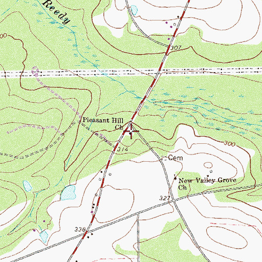 Topographic Map of Pleasant Hill Church, GA