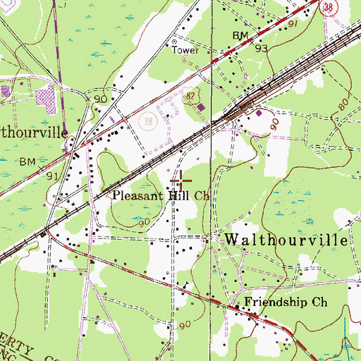 Topographic Map of Pleasant Hill Church, GA