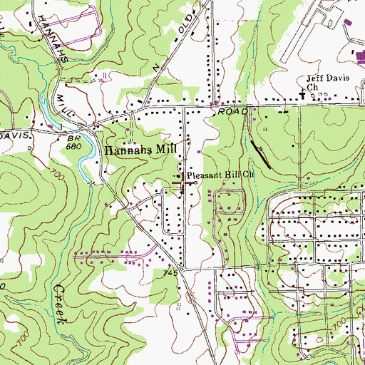 Topographic Map of Pleasant Hill Church, GA