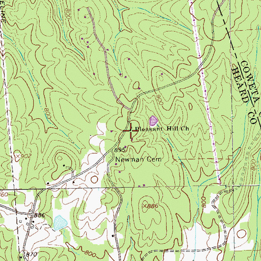 Topographic Map of Pleasant Hill Church, GA