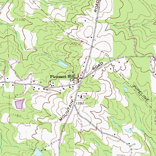 Topographic Map of Pleasant Hill Church, GA