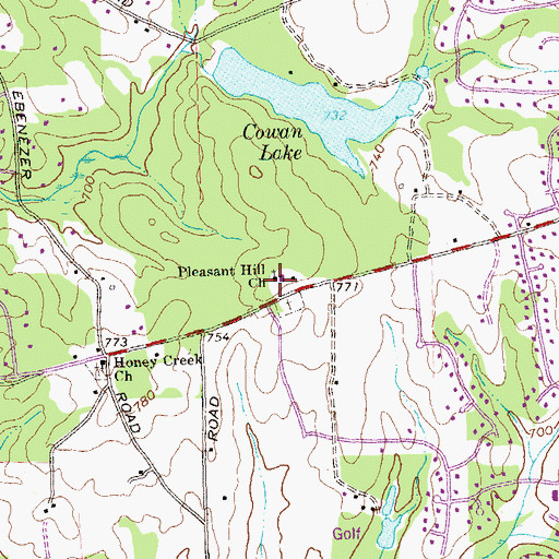 Topographic Map of Pleasant Hill Church, GA