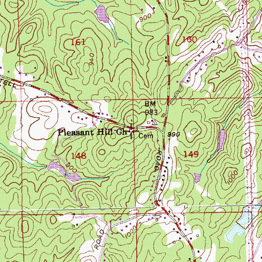 Topographic Map of Pleasant Hill Church, GA