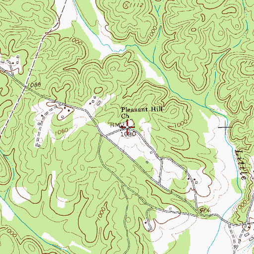Topographic Map of Pleasant Hill Church, GA