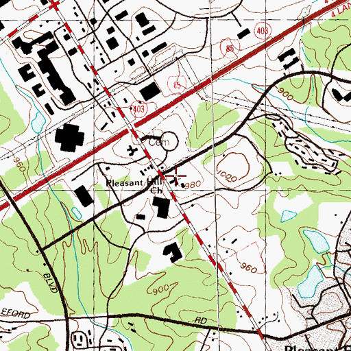 Topographic Map of Pleasant Hill Church, GA
