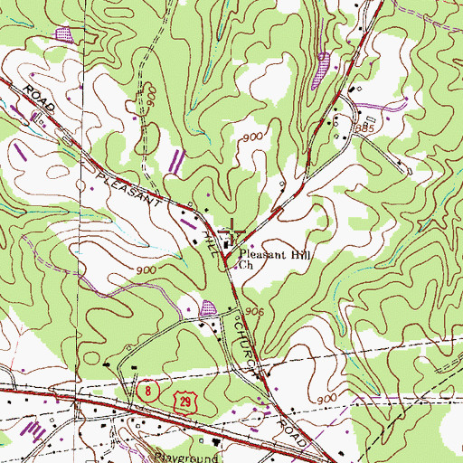 Topographic Map of Pleasant Hill Church, GA