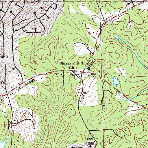 Topographic Map of Pleasant Hill Church, GA