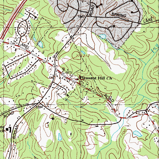 Topographic Map of Pleasant Hill Church, GA
