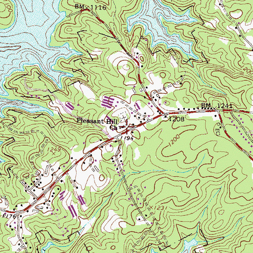 Topographic Map of Pleasant Hill Church, GA