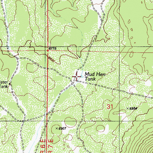Topographic Map of Mud Hen Tank, AZ