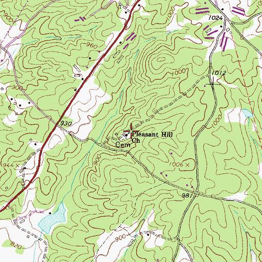 Topographic Map of Pleasant Hill Church, GA