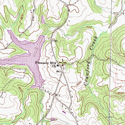 Topographic Map of Pleasant Hill Church, GA
