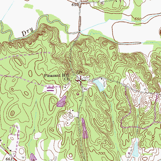 Topographic Map of Pleasant Hill Church, GA