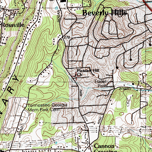 Topographic Map of Pleasant Hill Church, GA