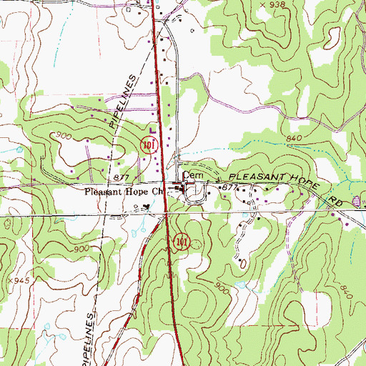 Topographic Map of Pleasant Hope Church, GA