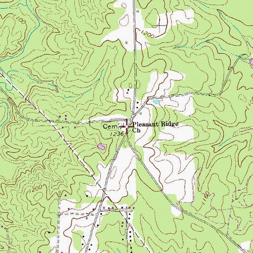 Topographic Map of Pleasant Ridge Church, GA