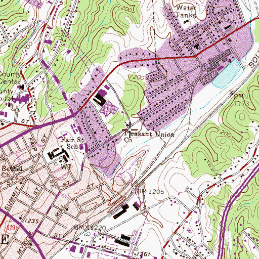 Topographic Map of Pleasant Union Church, GA