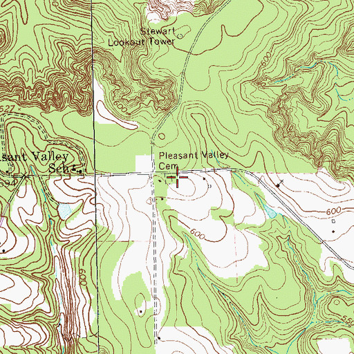 Topographic Map of Pleasant Valley Cemetery, GA