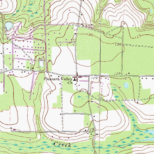 Topographic Map of Pleasant Valley Church, GA