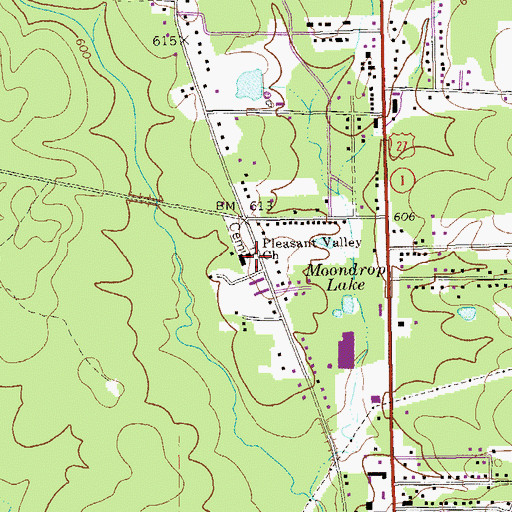 Topographic Map of Pleasant Valley Church, GA