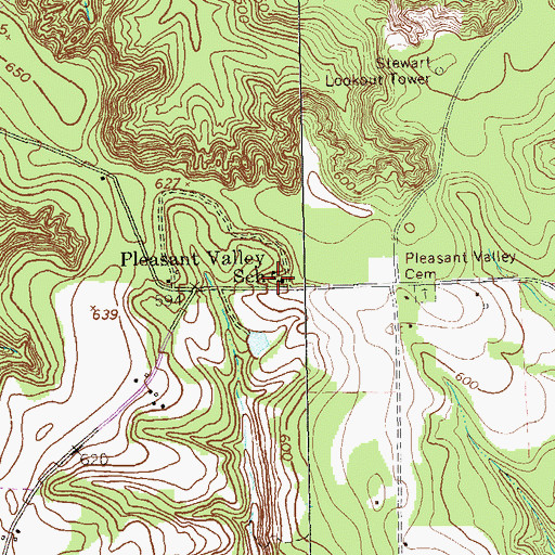 Topographic Map of Pleasant Valley School, GA