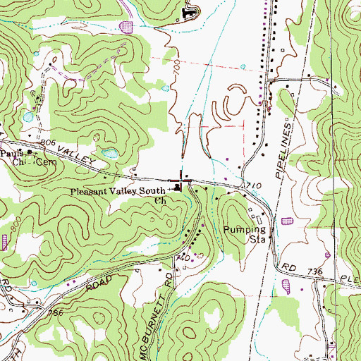 Topographic Map of Pleasant Valley South Church, GA