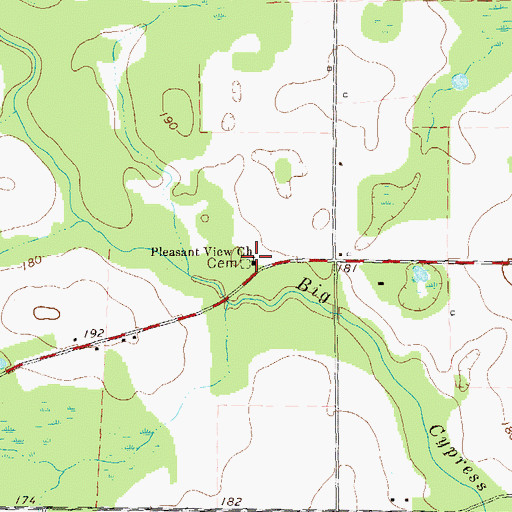 Topographic Map of Pleasant View Church, GA