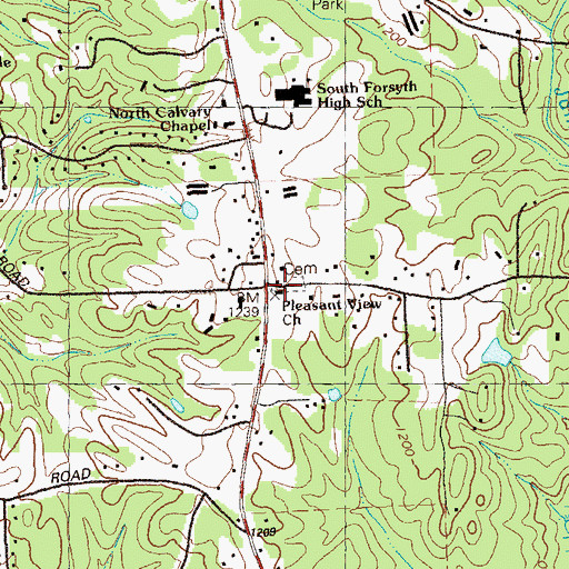 Topographic Map of Pleasant View Church, GA